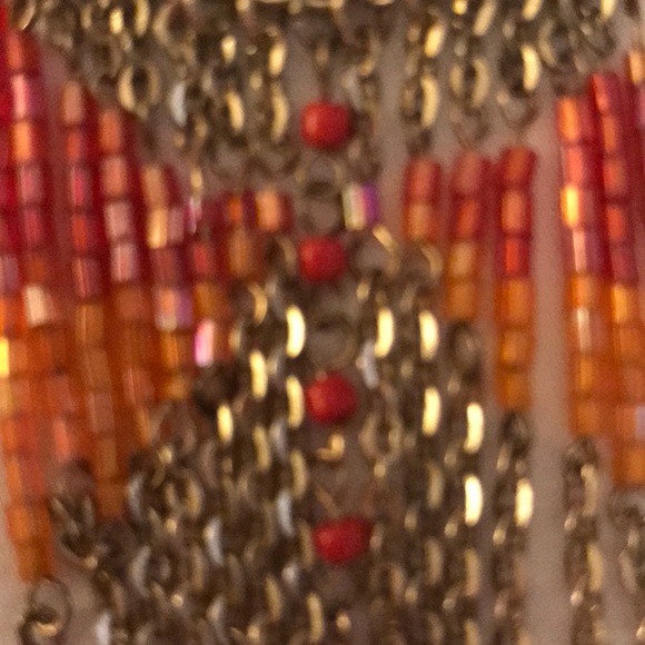 Gold Pink and Orange Bohemian Rhapsody Earrings - Picture 2 of 6